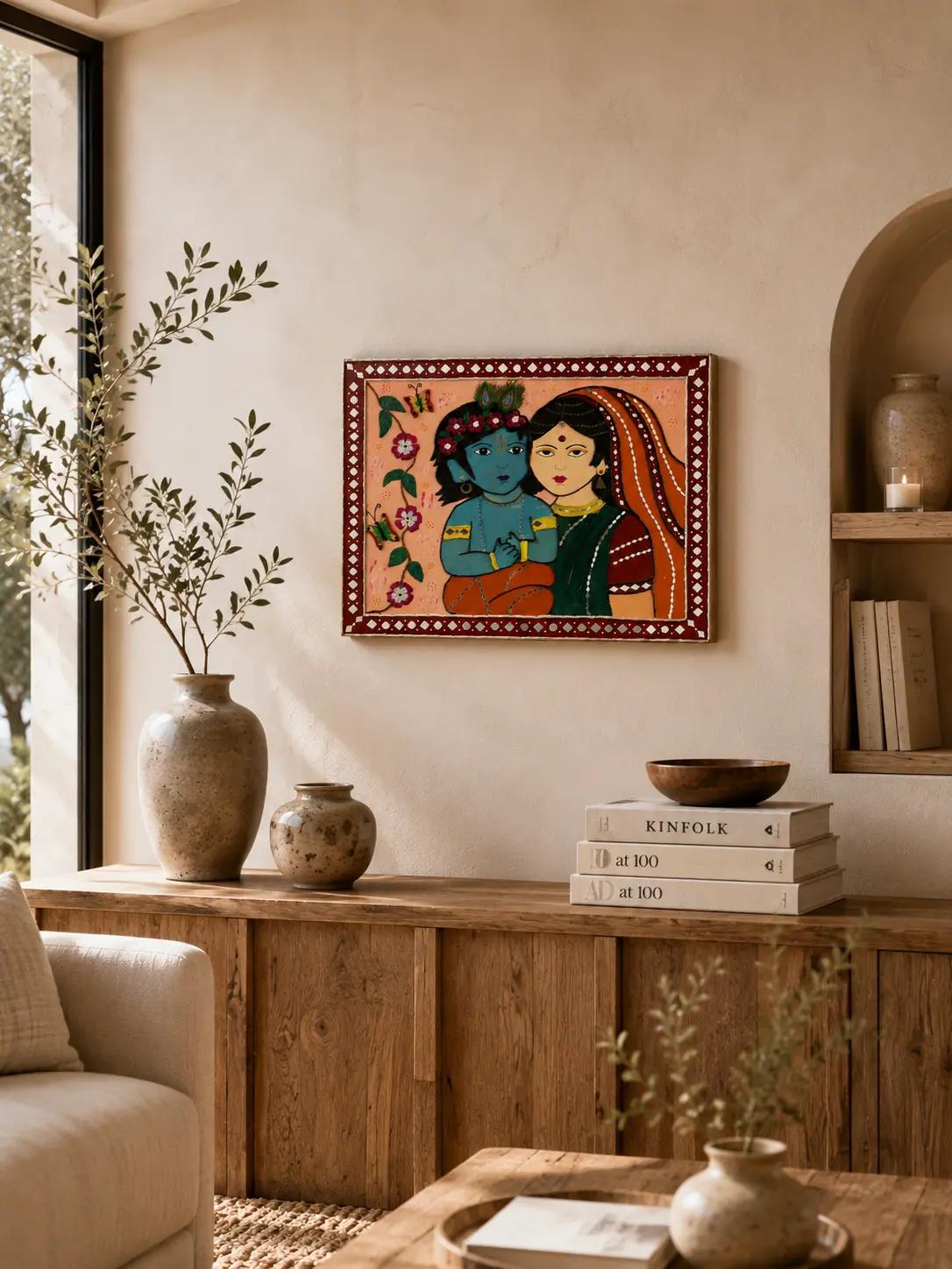 Radha Krishna Folk Art Painting